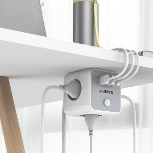 TESSAN TS-301-C-GR 3x hálózati elosztó + 2x USB-A, 1x USB-C töltő 2m-6