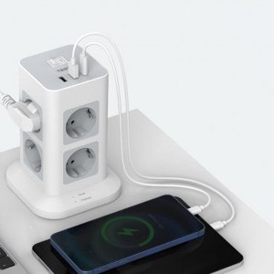 TESSAN TPS03-DE-C hálózati elosztó USB porttal-3