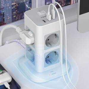 TESSAN TPS03-DE-C hálózati elosztó USB porttal-4