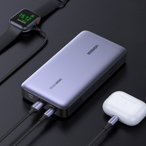 Powerbank 25000mAh Ugreen PB205, USB + 2x USB-C, 145W PD (szürke)-3