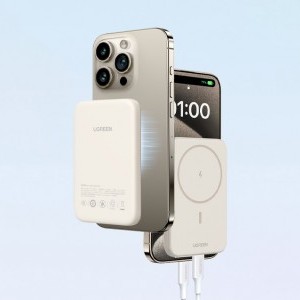 Mágneses powerbank 10000mAh Ugreen PB561, USB-C, 15W (bézs)-4