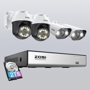 ZOSI IP Kamera készlet 2 db C296 WiFi 5MP & 2 db C182 WiFi 8MP + 8csatornás NVR + 2TB merevlemez-1