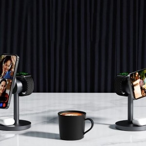 Vezeték nélküli töltőállomás MagFusion 3 az 1-ben Aukey LC-MC311, 15W Qi2 (szürke)-7