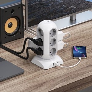 TESSAN Power strip TPS02-DE-C hálózati elosztó USB porttal-3