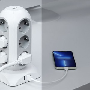 TESSAN Power strip TPS02-DE-C hálózati elosztó USB porttal-5