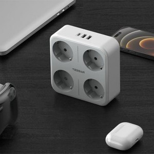 Tessan Wall Socket TS-302-DE-C hálózati elosztó USB porttal-1