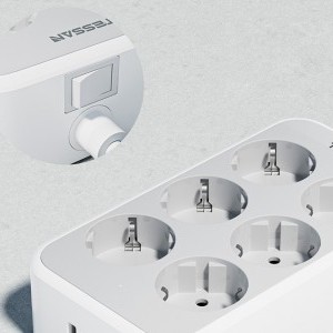Hálózati elosztó USB porttal TESSAN TS-PS02DE00 (fehér)-1