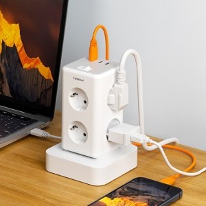 Tessan TS-306TS-C hálózati elosztó USB porttal (fehér)-1