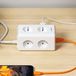 Tessan TS-306TS-C hálózati elosztó USB porttal (fehér)-2