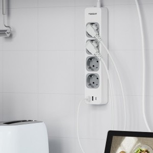 Tessan TS-307-C elosztó (fehér) USB porttal-1