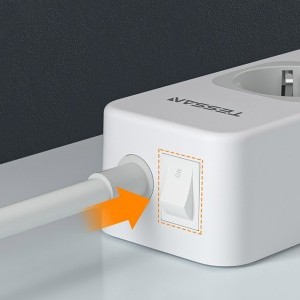 Tessan TS-307-C elosztó (fehér) USB porttal-2