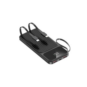 Maxlife  10000 mAh powerbank beépített kábelekkel MXPB-06 PD QC 22,5W fekete-1