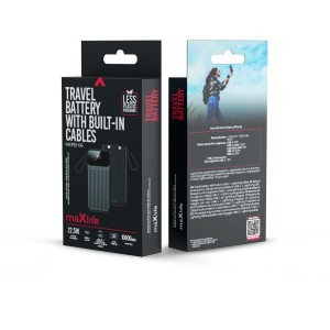 Maxlife  10000 mAh powerbank beépített kábelekkel MXPB-06 PD QC 22,5W fekete-3