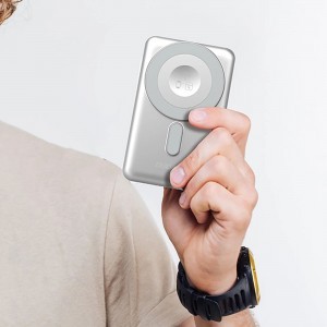 Dudao K29 10000mAh PD 20W MagSafe Power Bank fém tokkal, állvánnyal és beépített USB-C/Lightning kábelekkel - Szürke-4