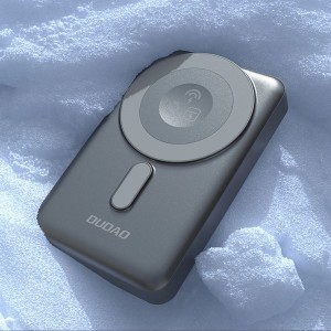 Dudao K29 10000mAh PD 20W MagSafe Power Bank fém tokkal, állvánnyal és beépített USB-C/Lightning kábelekkel - Szürke-8