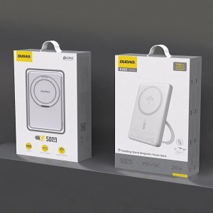 Dudao K28 10000mAh PD 22.5W MagSafe Powerbank fémszíjjal és gyűrűs állvánnyal - Ezüst-8