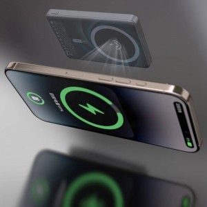 Dudao K28 10000mAh PD 22.5W MagSafe Powerbank fémszíjjal és gyűrűs állvánnyal - Ezüst-5