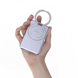 Dudao K28 10000mAh PD 22.5W MagSafe Powerbank fémszíjjal és gyűrűs állvánnyal - Ezüst-3