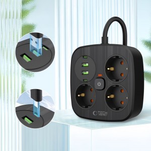Tech-protect Pcs3x4 hálózati elosztó 2 Usb & 2 Type-c & 3 aljzat 200cm fekete-2