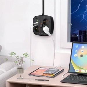 Tech-protect Pcs3x4 hálózati elosztó 2 Usb & 2 Type-c & 3 aljzat 200cm fekete-4