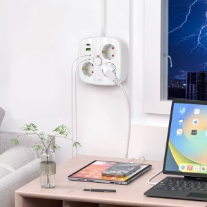 Tech-protect Pcs3x4 Hálózati elosztó 2 USB & 2 Type-C & 3 Konnektor 200cm Fehér-4