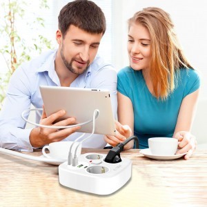 Tech-protect Pcs3x4 Hálózati elosztó 2 USB & 2 Type-C & 3 Konnektor 200cm Fehér-5