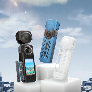 Silicone védőtok + lencsevédő Sunnylife for Insta360 X4 (kék) tok-2