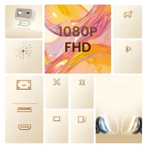Yaber L2 Plus LCD FullHD 1080p Multimédiás Projektor JBL Hangszórókkal - Bézs-10