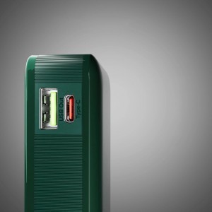 Powerbank SBS 10000 mAh 20W beépített USB-C kábellel és digitális kijelzővel - zöld-5