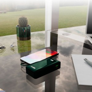 Powerbank SBS 10000 mAh 20W beépített USB-C kábellel és digitális kijelzővel - zöld-1