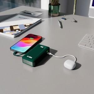 Powerbank SBS 10000 mAh 20W beépített USB-C kábellel és digitális kijelzővel - zöld-11