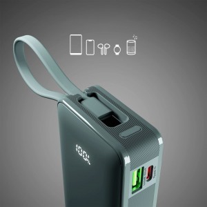 Powerbank SBS 10000 mAh 20W beépített USB-C kábellel és digitális kijelzővel - szürke-5