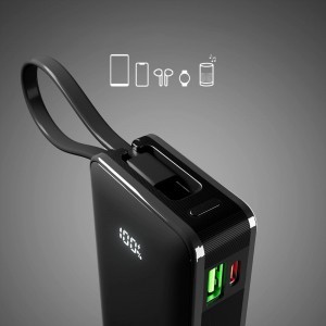 Powerbank SBS 10000 mAh 20W beépített USB-C kábellel és digitális kijelzővel - fekete-7