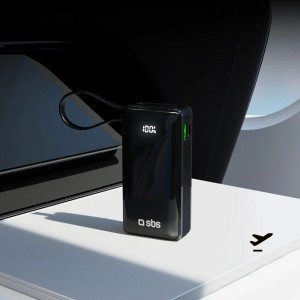 Powerbank SBS 10000 mAh 20W beépített USB-C kábellel és digitális kijelzővel - fekete-12