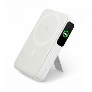 Anker - Power Bank MagGo (A1654G21) - iPhone-hoz, Digitális Kijelző, Vezeték nélküli Töltés, Kitámasztó, 10000mAh, 15W - Fehér