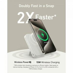 Anker - Power Bank MagGo (A1654G21) - iPhone-hoz, Digitális Kijelző, Vezeték nélküli Töltés, Kitámasztó, 10000mAh, 15W - Fehér-2