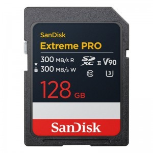 Sandisk 128GB Extreme Pro SDXC 300 MB/S olvasás 8K, V90, UHS-II memóriakártya