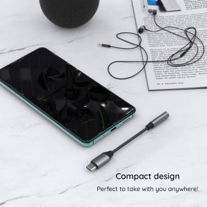  Techsuit - Premium Kábel Adapter MusicDoX (AC8) - 3,5 mm-es jack, Hi-Fi Hangzás, 3A, ABS, 0,1 m - Szürke-3