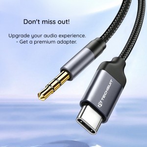  Techsuit - Prémium Kábel Adapter FuseXound (AC11) - Type-C - 3.5mm Jack, Hi-Fi Minőség, DAC Chip, PVC, 0.5m - Szürke-3