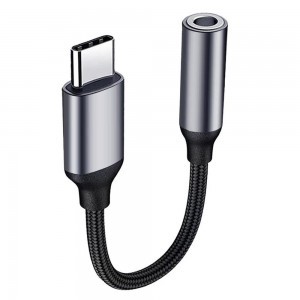  Techsuit - (2 darabos) Prémium Kábel Adapter FuseXound (AC12) - Type-C to 3,5 mm Jack, 3A, Plug and Play, Fonott - Szürke-1