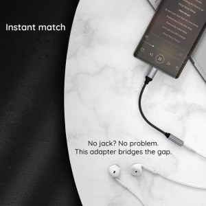  Techsuit - Prémium Kábel Adapter FuseXound (AC13) - Type-C a 3.5mm Jackhez, Hi-Fi Minőség, DAC Chip, 3A, 16bit/48kHz - Fekete-1