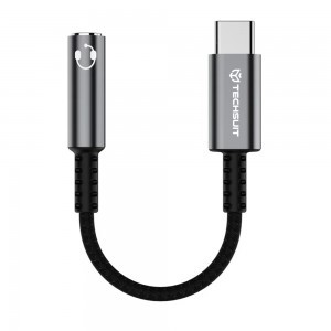  Techsuit - Prémium Kábel Adapter SonicPiX (AC14) - Type-C to 3.5mm Jack, 3A, DAC Chip, Alumínium, Digitális Dekóder - Szürke-1