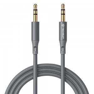  Techsuit - Prémium Kábel Adapter SoundFleX (AC3) - 3,5mm Jack-hez, Hi-Fi Minőség, DAC Chip, Szilikagél, 1m - Szürke