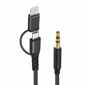  Techsuit - Prémium Kábel Adapter 3 az 1-ben EchoSnap (AC15) - Lightning/Type-C csatlakozó 3,5 mm-es Jackhez, Hi-Fi Minőség, DAC Chip - Fekete-1
