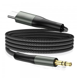  Techsuit - Prémium Kábel Adapter NexaSound (AC16) - Type-C - 3.5mm Jack, Nylon Fonott + Alumínium Ötvözet, 1m - Szürke-1