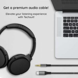  Techsuit - Prémium Kábel Adapter NexaSound (AC16) - Type-C - 3.5mm Jack, Nylon Fonott + Alumínium Ötvözet, 1m - Szürke-4