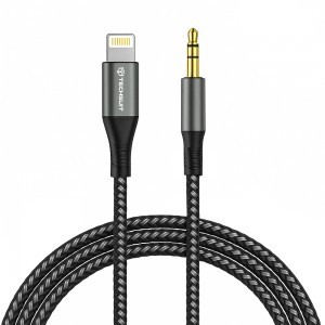  Techsuit - Prémium Kábel Adapter NexaSound (AC17) - Lightning-ról 3,5 mm-es Jack-re, Nylon Fonott + Alumínium Ötvözet, 1m - Szürke