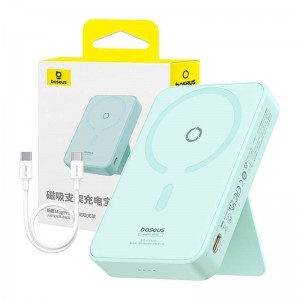 Baseus MagPro Mágneses Powerbank, 5000mAh, 20W, MagSafe (menta)-5