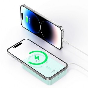 Baseus MagPro Mágneses Powerbank, 5000mAh, 20W, MagSafe (menta)-3