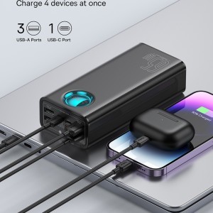  Baseus - Power Bank (P10022402113-00) - 4x USB, Type-C, Lightning, Micro-USB, Gyors töltés, 65W, 26800mAh, USB-C kábel - Fekete-4